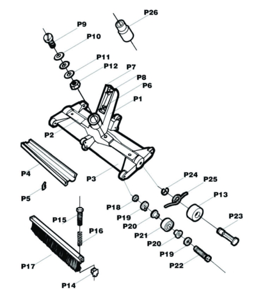 Bürste mit 2 Chromstahlfedern und 2 Schrauben (Set à 2 x Pos: 14 / 2 x Pos: 15 / 2 x Pos: 16 und 1 x Pos:17)